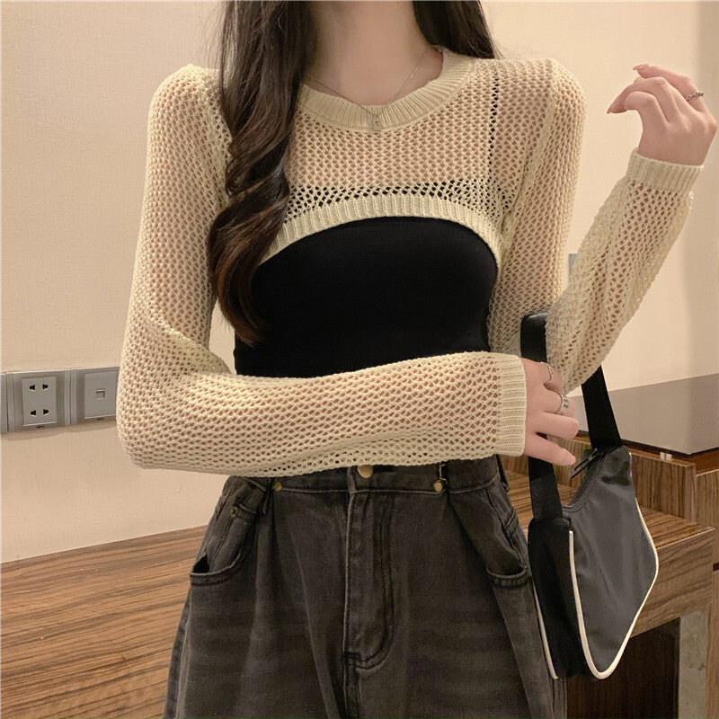 【送料無料】4カラー展開 ショート ニット ブラウス ホットガール デザイン mry000645