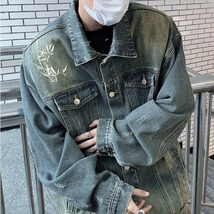アメリカン 韓国ストリート 韓国カジュアル トレンド レトロ ヴィンテージ デニムジャケット mry001252