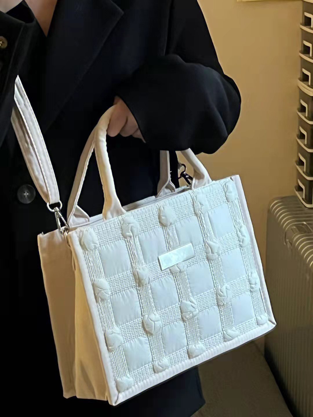 【送料無料】ホワイト キルティング カジュアル オールマッチ トート mry000628