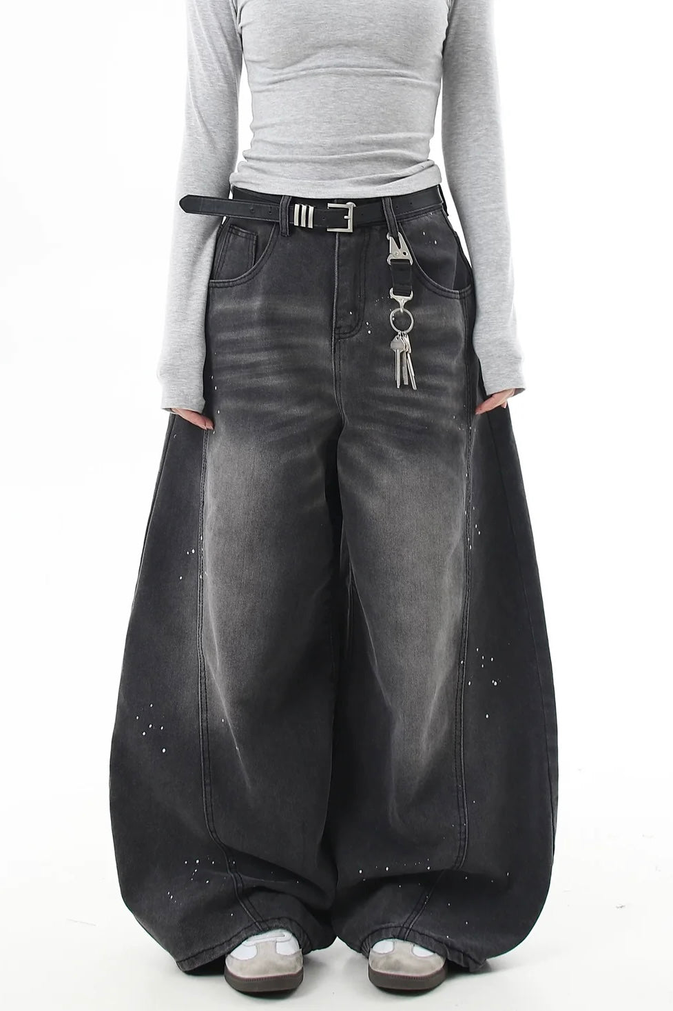 『評価★4.8以上/人気急上昇中💬💥』【COVER:FIT】2color Splatter Wash Balloon Denim Pants mry001753