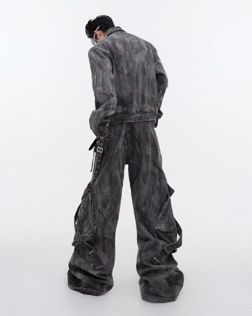Set-Up Washed Black Utility Jacket & Cargo Pants mry001809