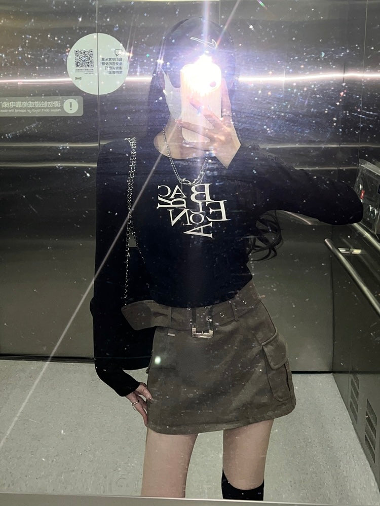 【2color】Barcelona Typo Slim Fit Long Sleeve Tee mry001739