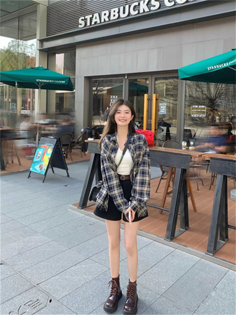 【送料無料】アメリカン チェック柄シャツ 韓国カジュアル 韓国シャツ 2023トレンド mry000571