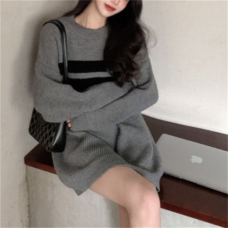 3カラー展開 韓国ストリート 韓国カジュアル ストライプ オーバーサイズ ニット mry001304