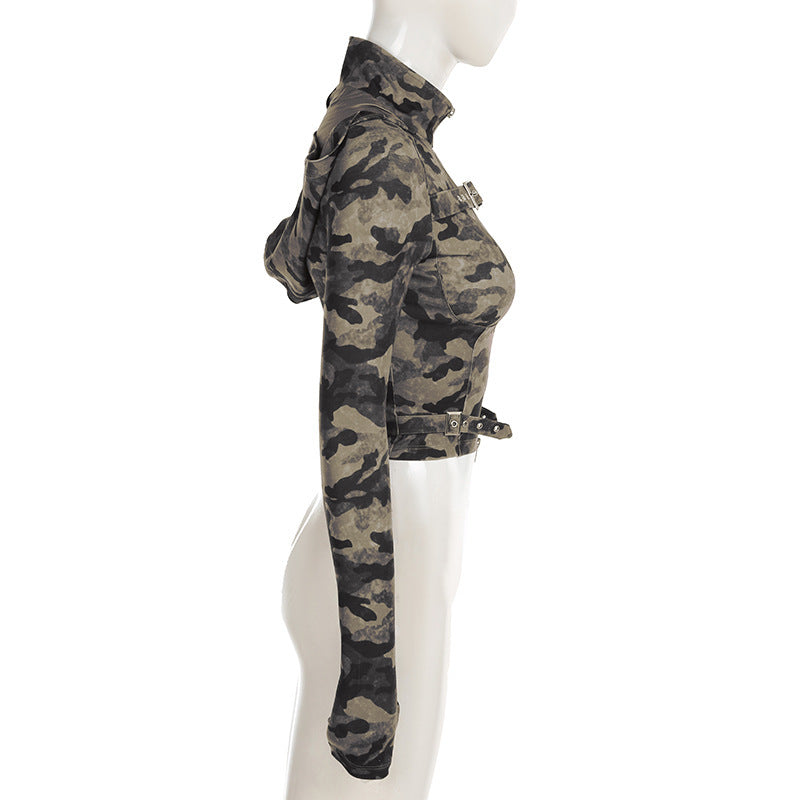 Military Chic Cropped Hoodie mry001639