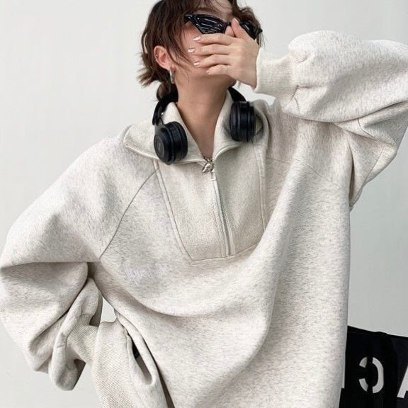 オーバーサイズ ハーフジッパー スウェット mry000444