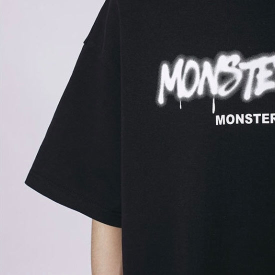 【送料無料】2カラー展開 2023SS オーバーサイズ インク風 ブランド ロゴ プリント 半袖 Tシャツ ユニセックス 韓国ストリート 韓国カジュアル mry000847