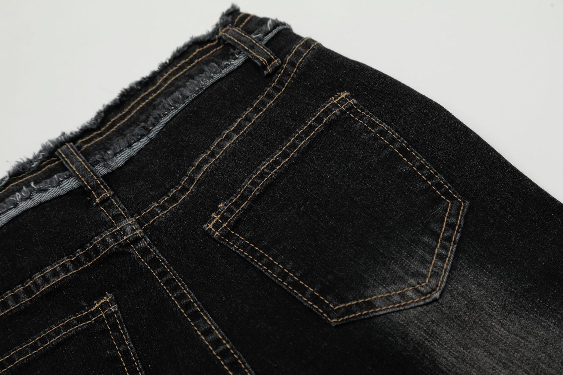 Ribbon Strap Panel Flare Denim Pants mry001667