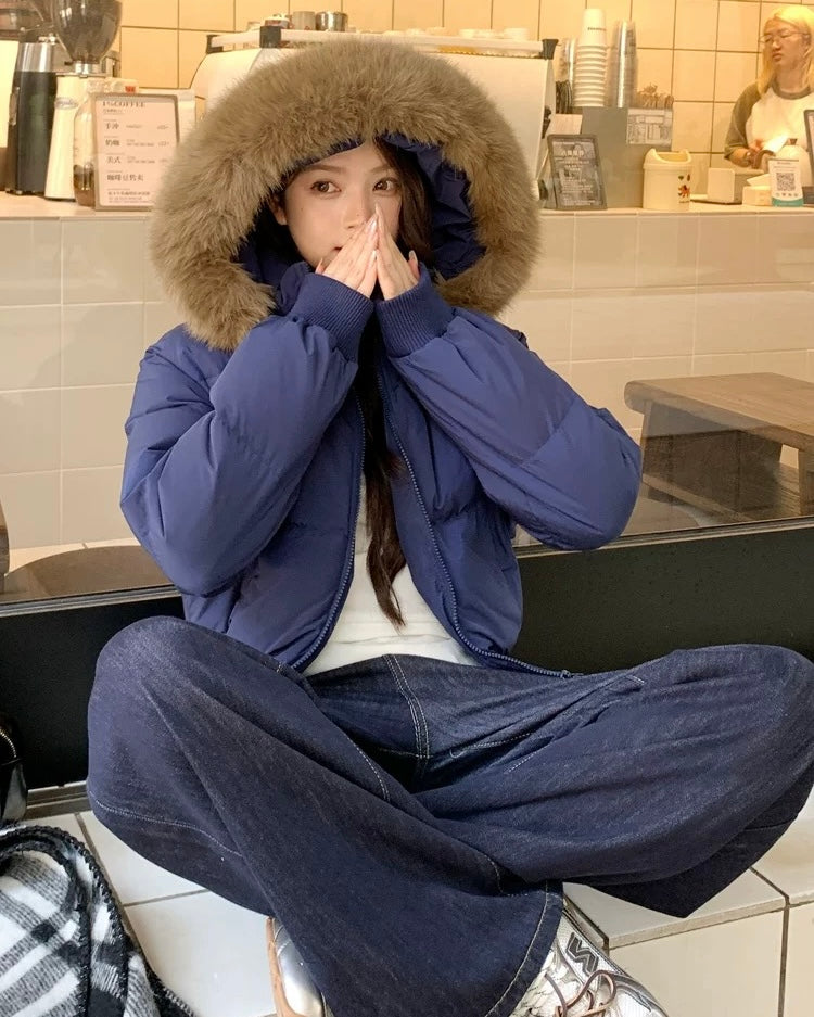 【爆安】Short Puffer Food Fur Jacket mry001966