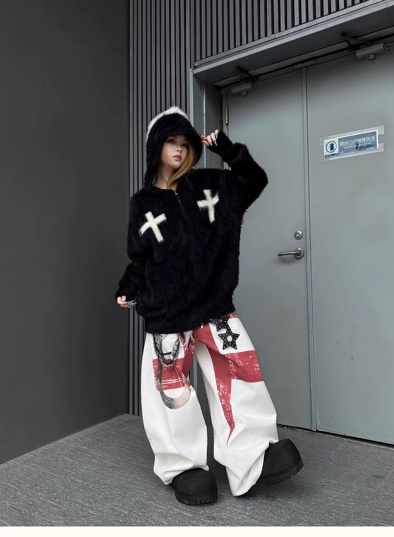 Unisex Fur Cross Zip Jacket mry002025