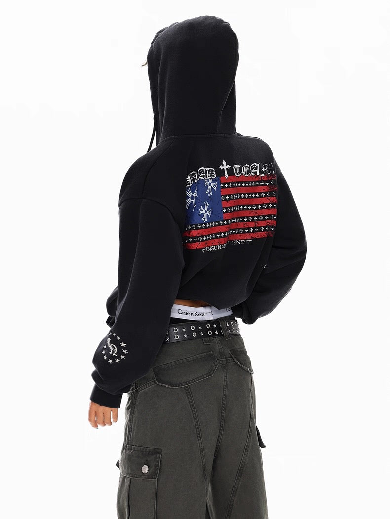 【数量限定/評価★4.8以上】Cross Emblem American Flag Zip Hoodie mry001959