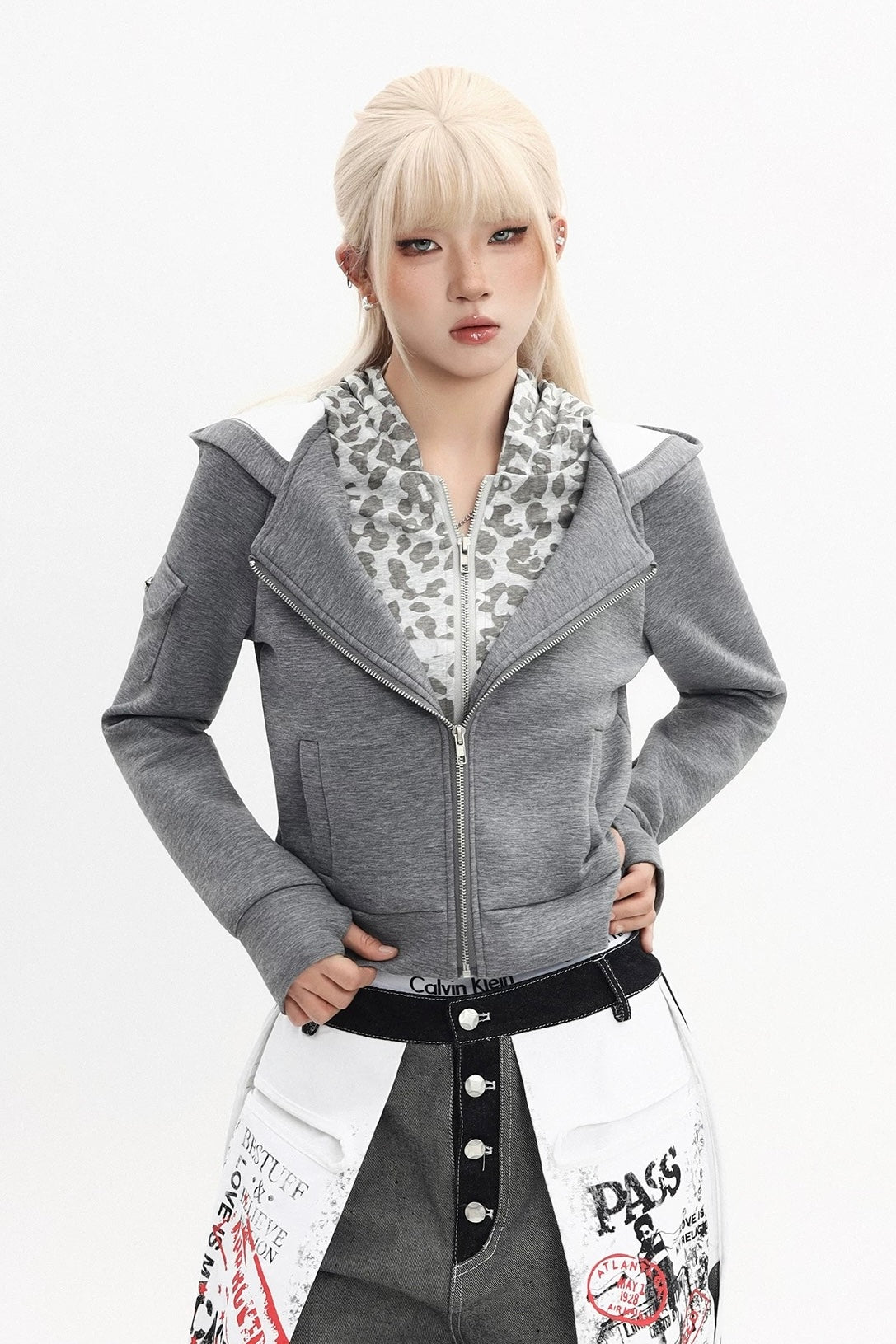 Double Zip Slim Fit Hoodie mry002297