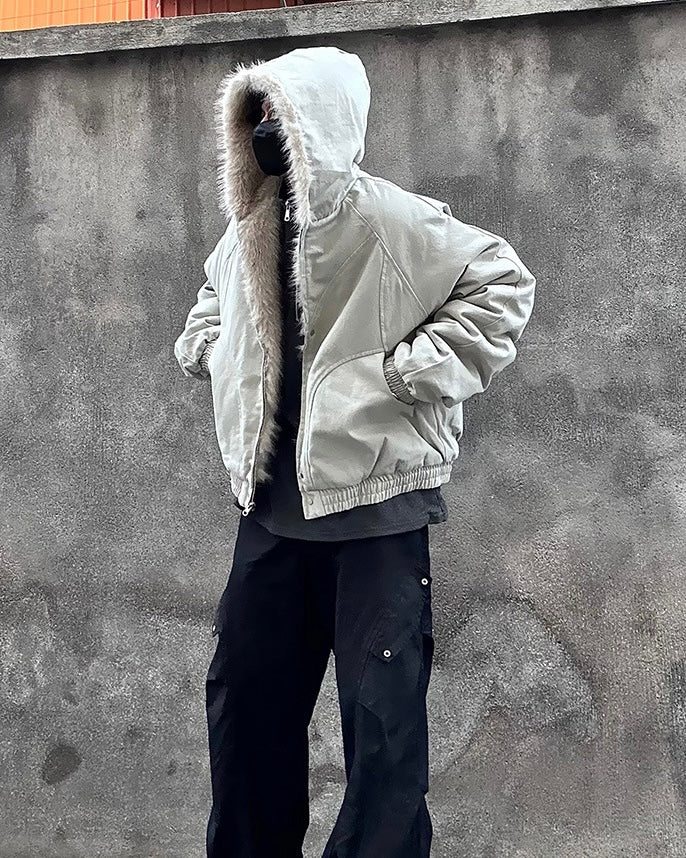 『※限定価格/SNS大人気アウター⚡️』【2color】 Unisex Edge Line Boa Jacket mry001614 Warm Fur Trim Zip Jacket mry001794