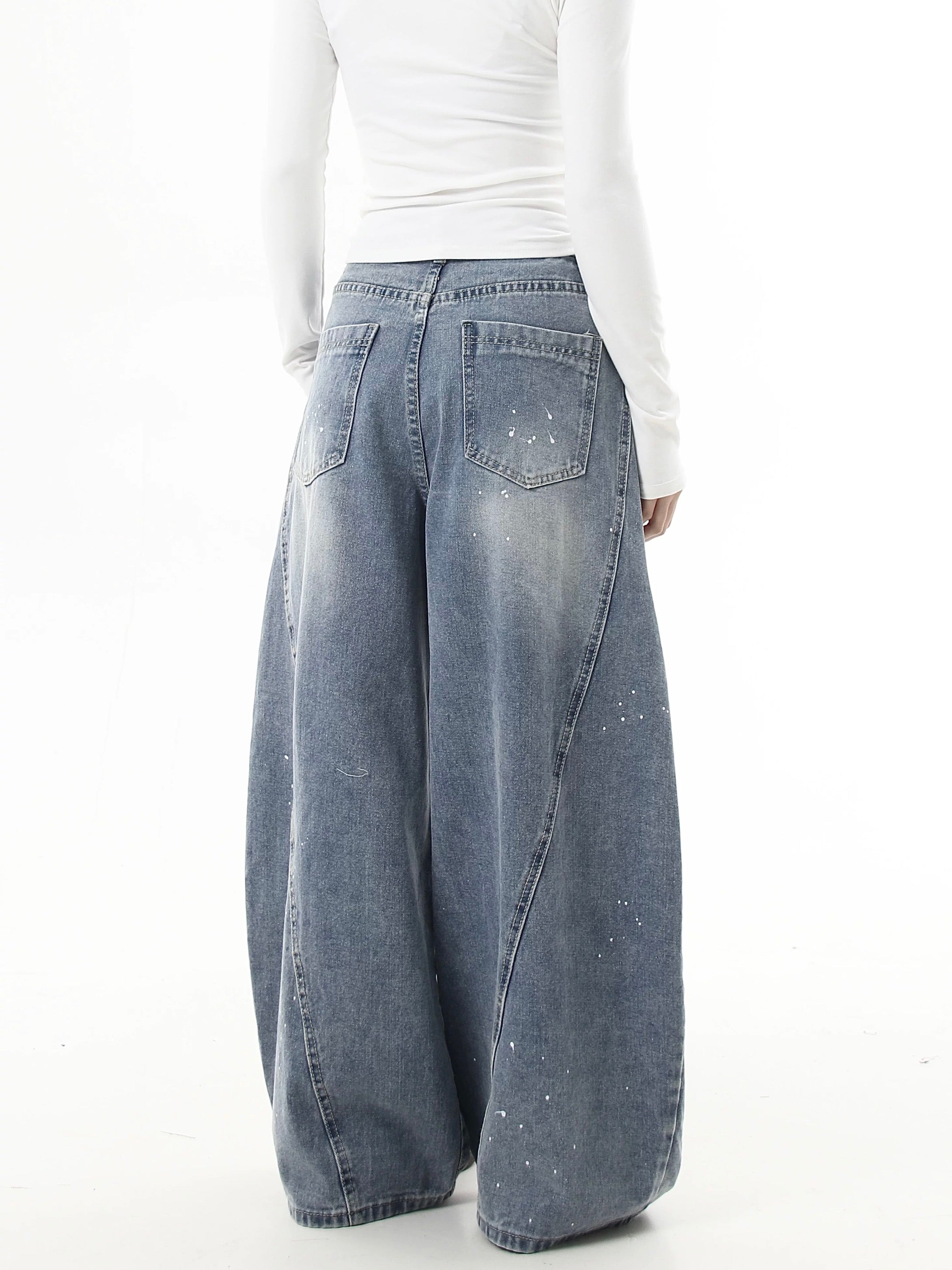 『評価★4.8以上/人気急上昇中💬💥』【COVER:FIT】2color Splatter Wash Balloon Denim Pants mry001753