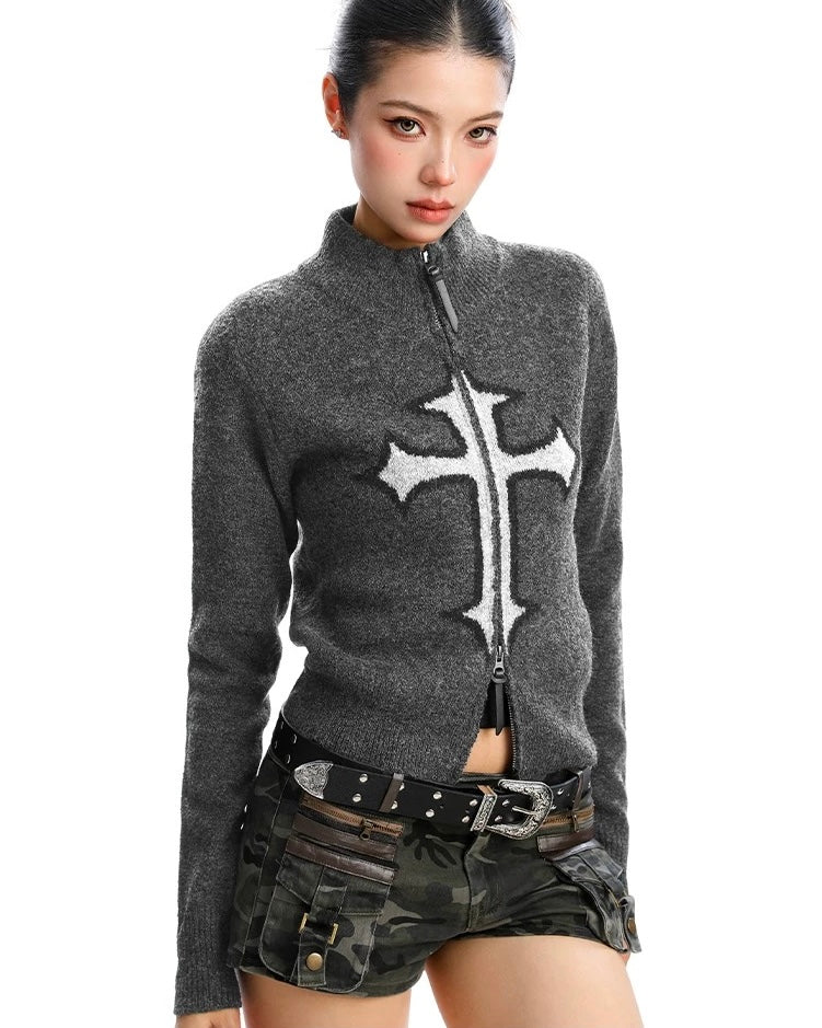Cross Zip Knit Jacket mry002073