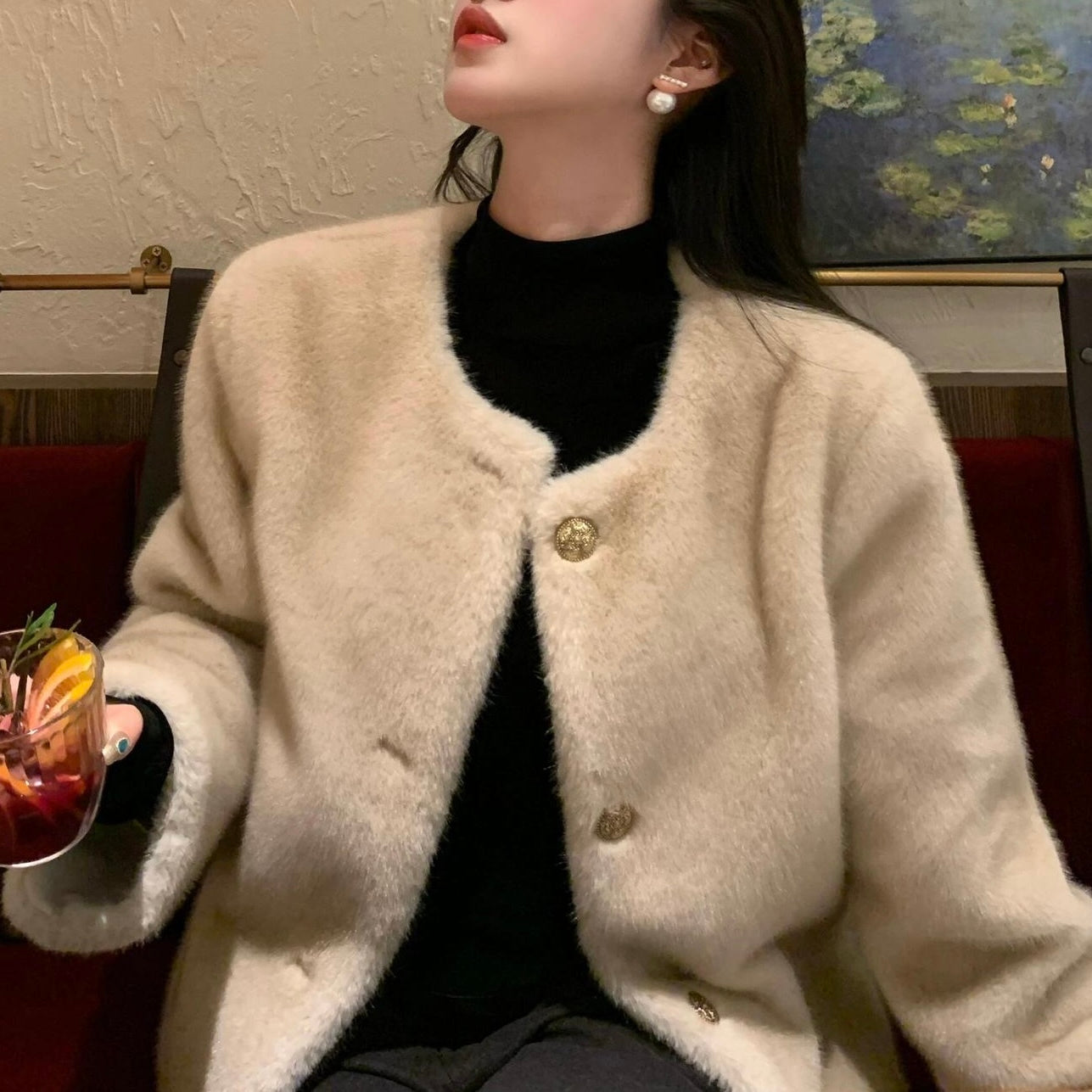 【Plaisir】フェイクファーカーディガン mry001500