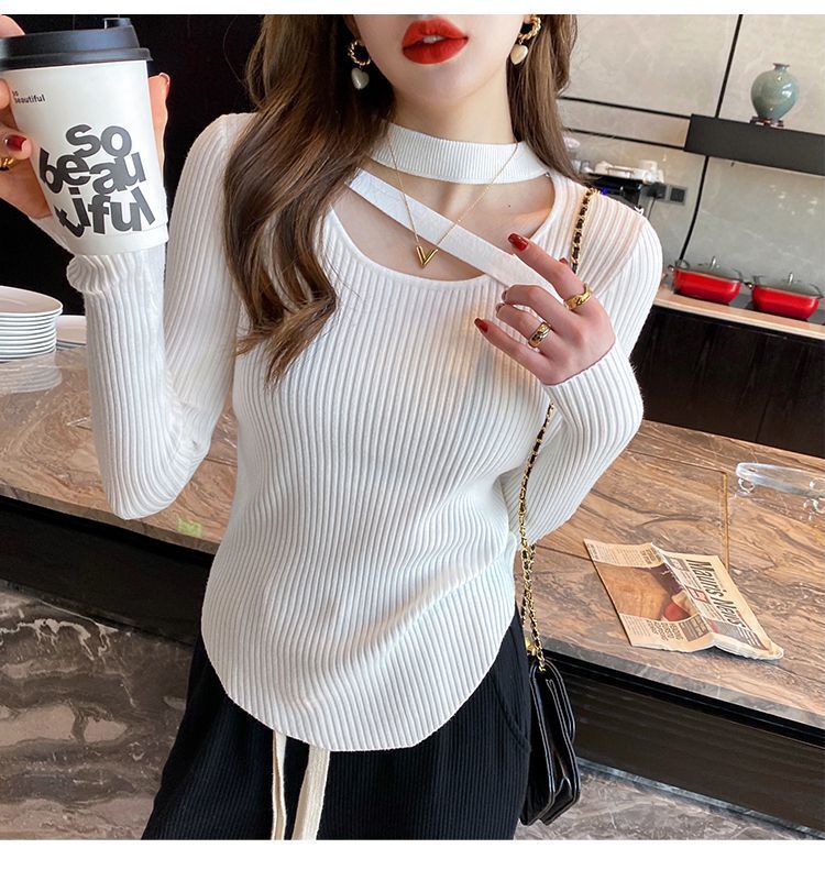 【Carina】2カラー展開 カットアウト リブ編みニット mry001137