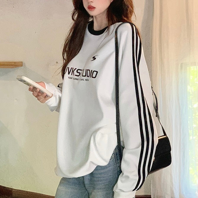 3カラー展開 ヨーロッパ 韓国カジュアル 韓国ストリート ロゴ付きスウェットシャツ mry001065