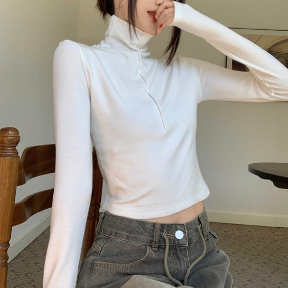 ハイネック ショート丈Tシャツ mry000478