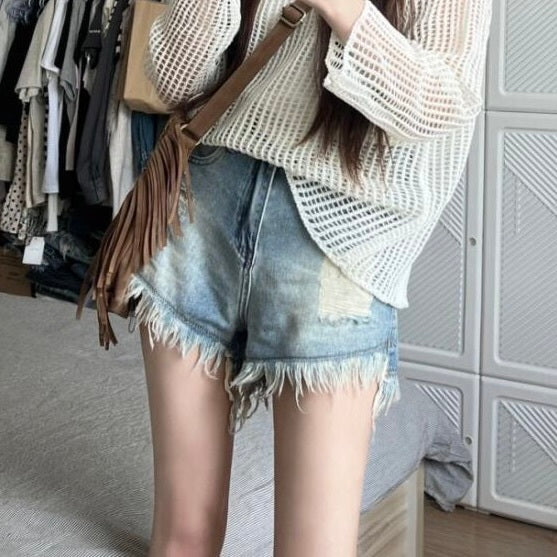 韓国カジュアル 韓国デザイン デニム生地 ショートパンツ mry001083