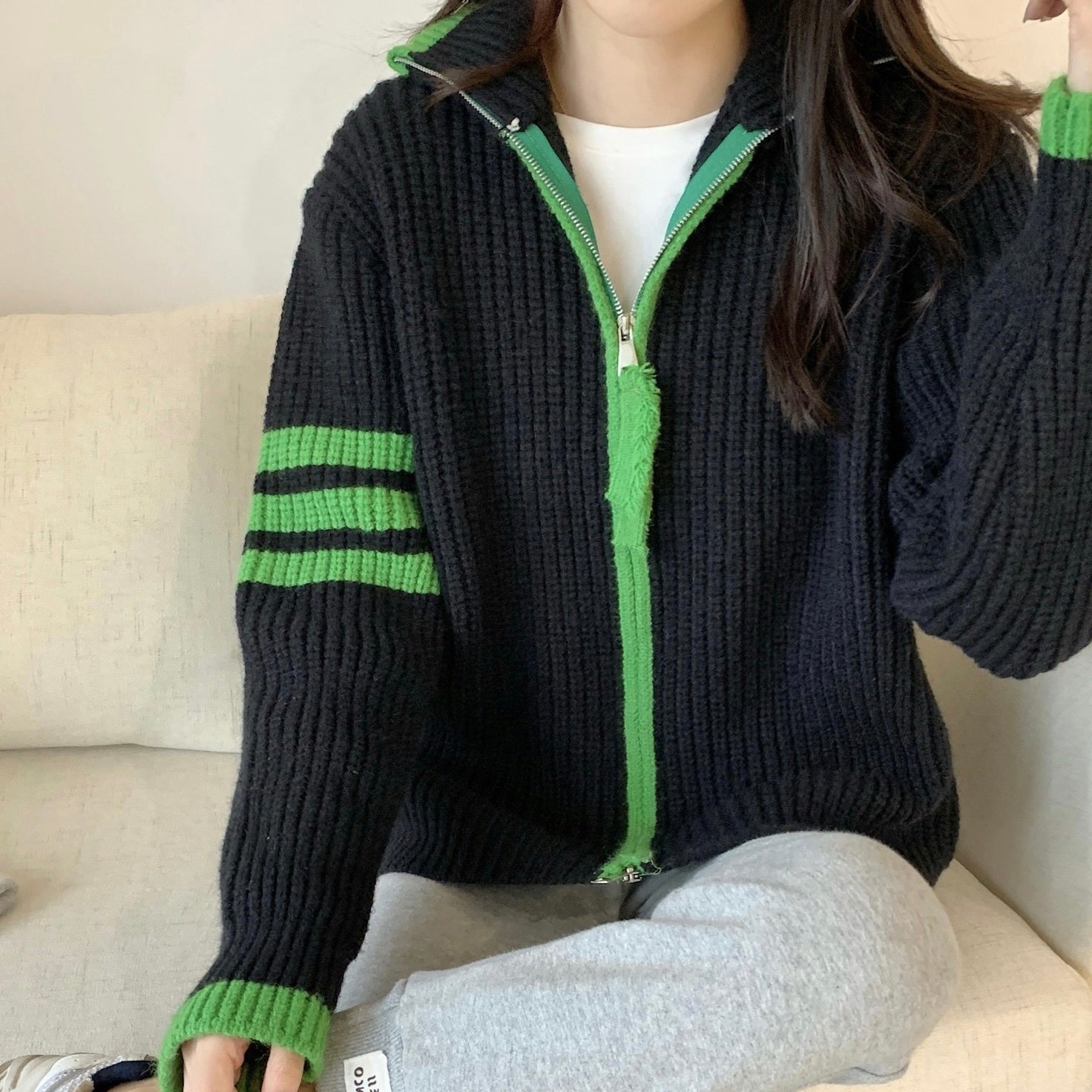 ダブルジッパー ニットウェアカーディガン mry000083