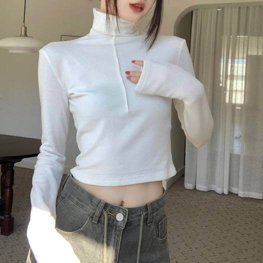 ハイネック ショート丈Tシャツ mry000478