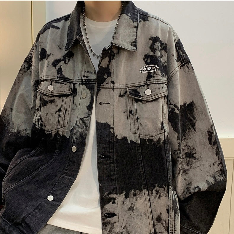2カラー展開 ヨーロッパ 韓国ストリート 韓国デザイン 絞り染め デニムジャケット mry001258