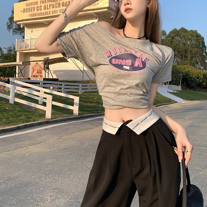 【送料無料】アメリカンスタイル ハイウエスト ワイドレッグ パンツ トレンド ホットガール mry000675