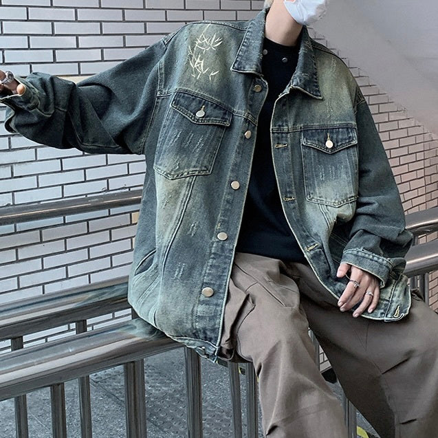 アメリカン 韓国ストリート 韓国カジュアル トレンド レトロ ヴィンテージ デニムジャケット mry001252