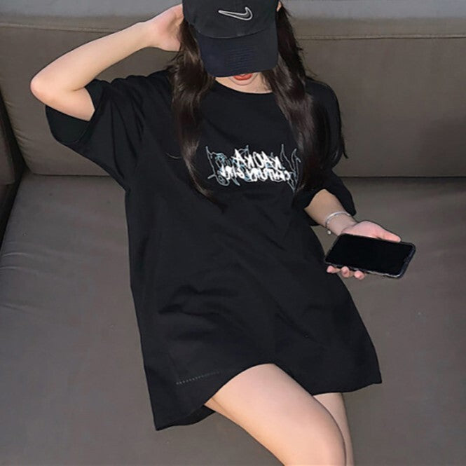 【送料無料】2023SS ラウンドネック ブラック ビッグ 半袖 Tシャツ 韓国ストリート 韓国モード mry000873