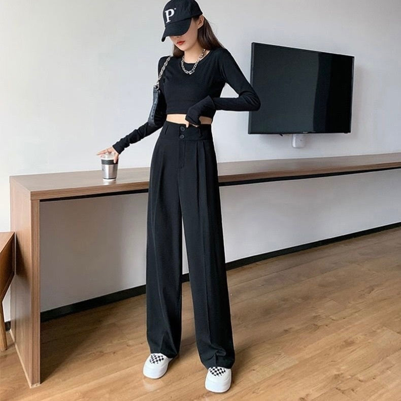 ハイウエスト ストレートドレープ ハイカジュアル mry000069