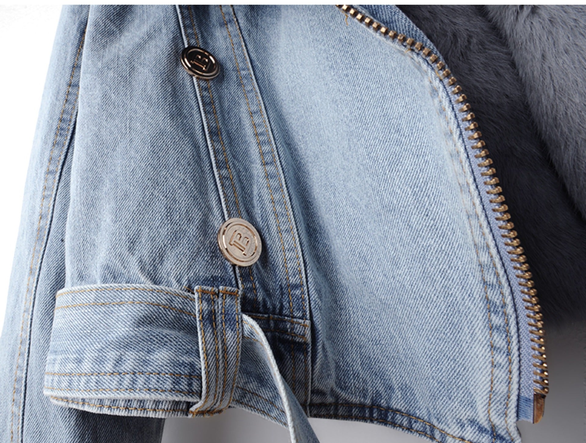 【評価★4.8以上/2color】Luxury Faux Fur Denim Jacket mry001938