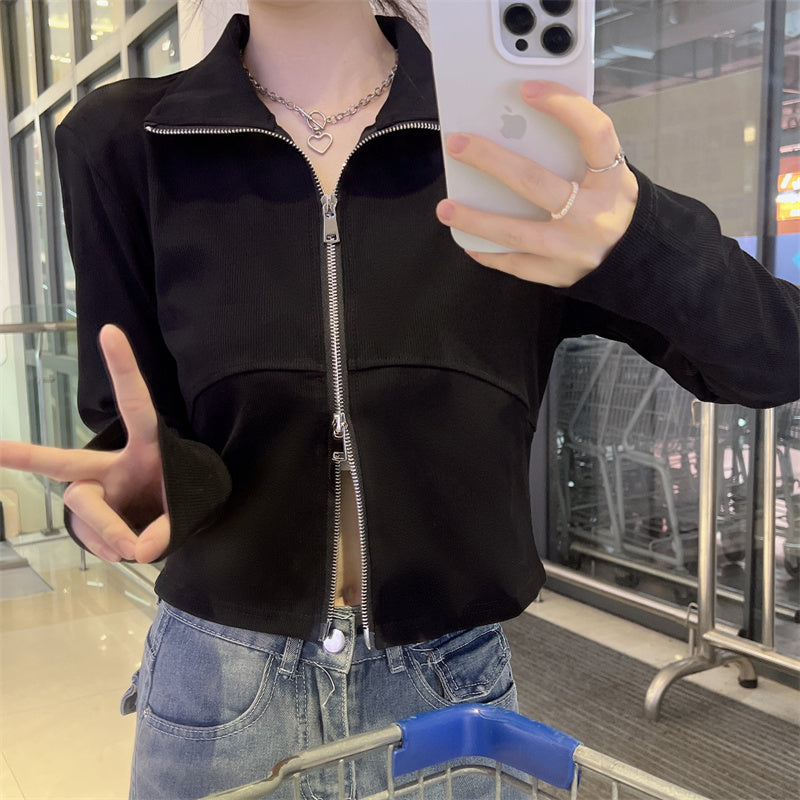 【送料無料】デザインジッパー ジャケットカーディガン 韓国カジュアル 韓国ストリート 春・秋 mry000542