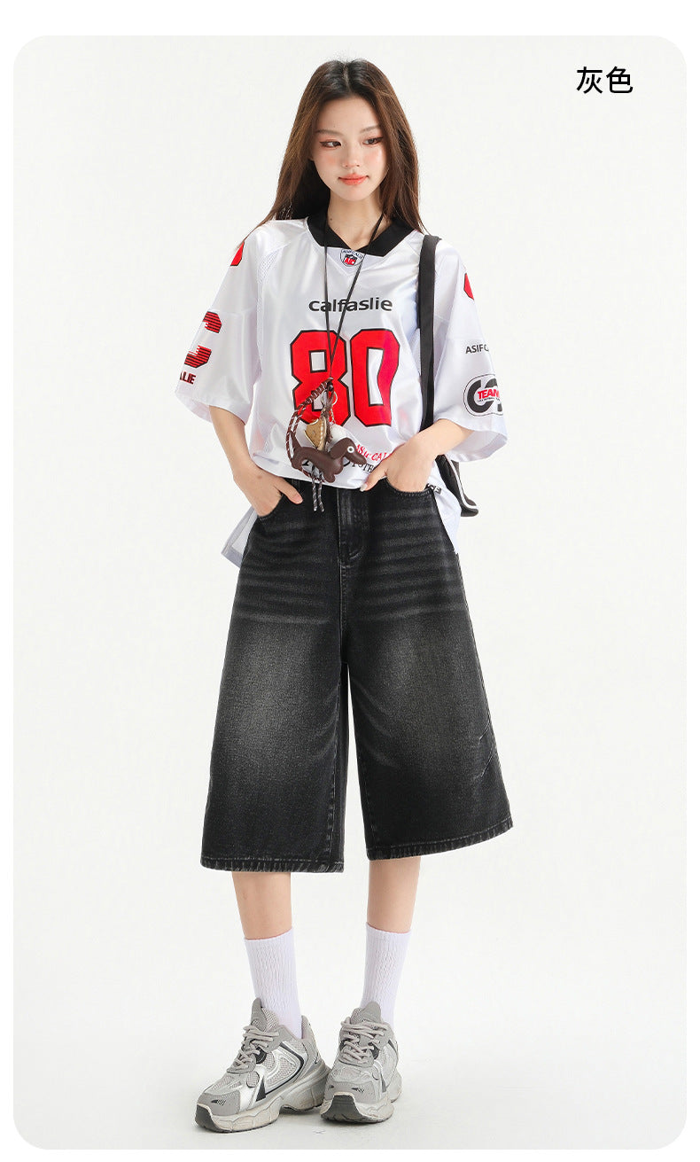 【2color】High-Waisted Wide Denim Shorts mry1772