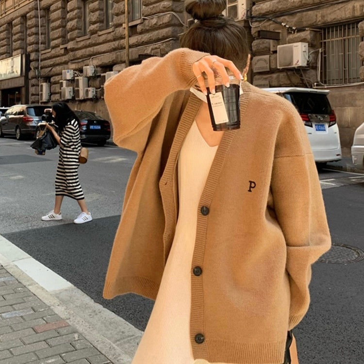 ミドル丈 ニットカーディガン mry000343