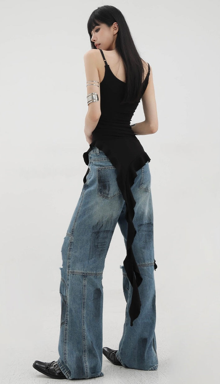 Asym Ruffle Drape Camisole Top mry001727