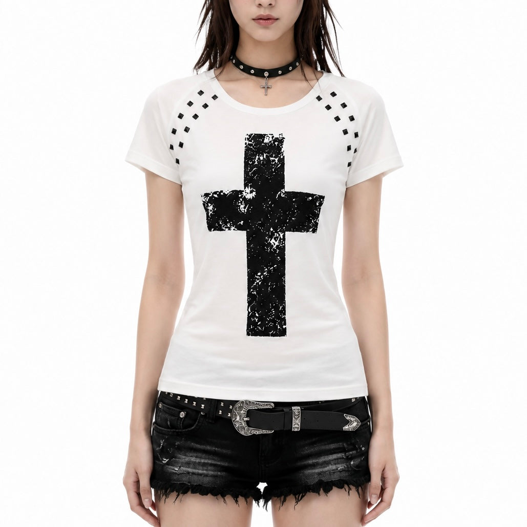 【新作】スタッズクロス フィットTシャツ mry002636