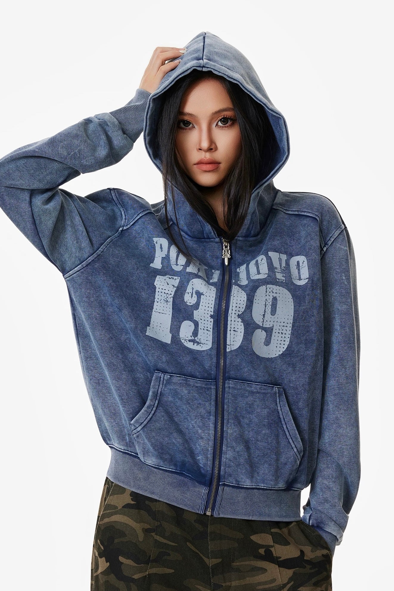 Washed Zip Up Hoodie mry002319