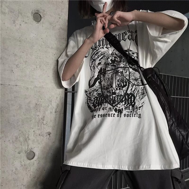 2カラー展開 2023SS ダーク ストリート オールマッチ 半袖 Tシャツ 韓国カジュアル 韓国ストリート mry000862