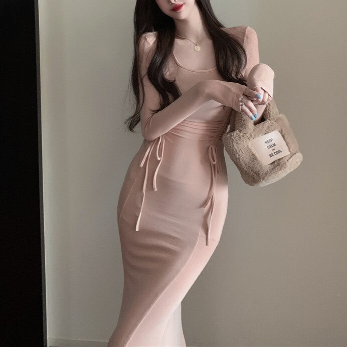 【送料無料】ドレス ワンピース 2カラー フレンチデザイン 春・秋 韓国ガーリー 韓国カジュアル mry000535