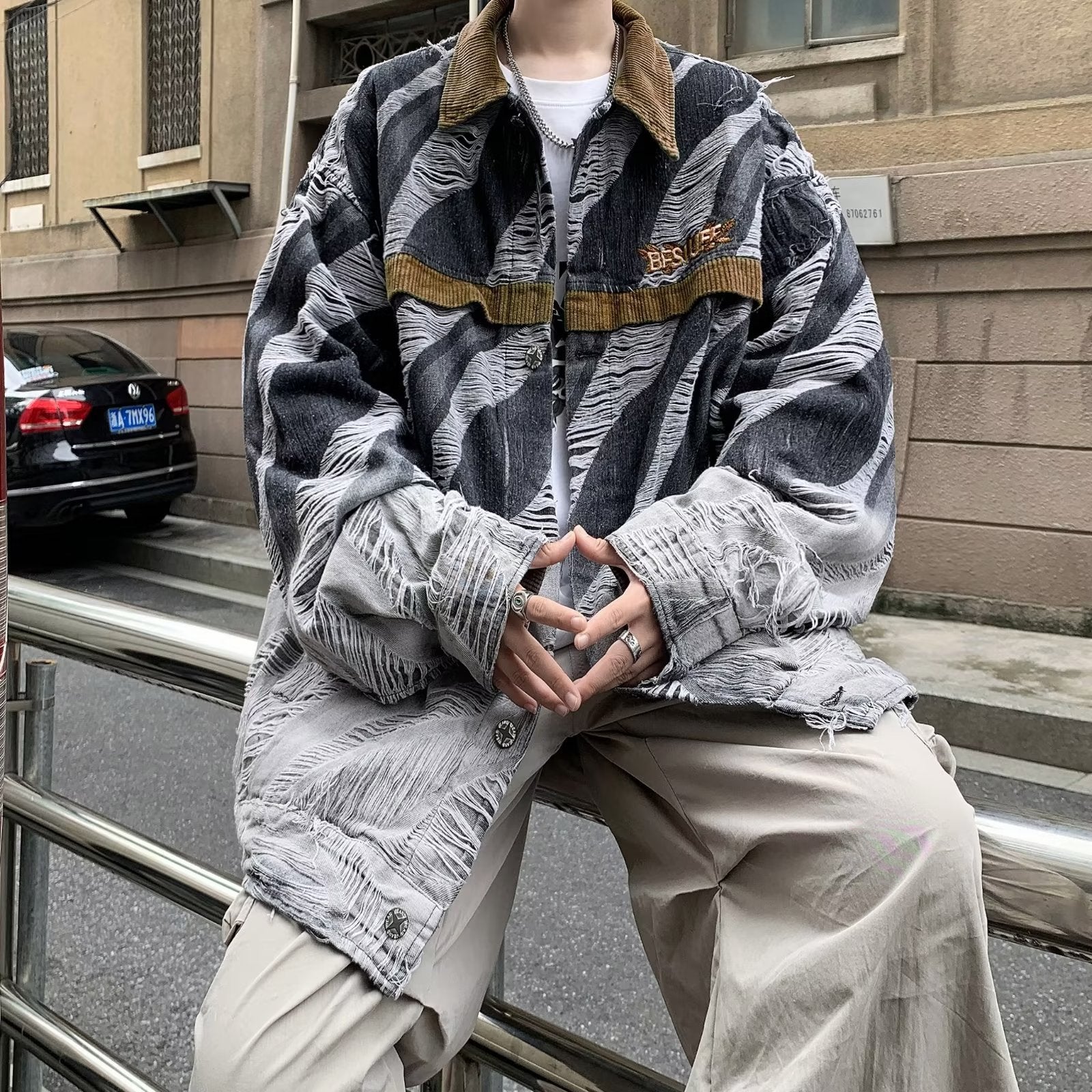 Raw Edge Oversized Jacket mry001823