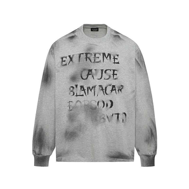 【3color】Spray Stencil Print Long Sleeve Tee mry001843