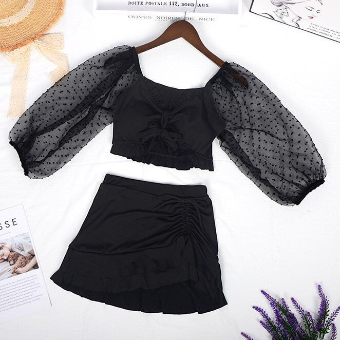 【送料無料】2カラー展開 ドット ショルダー スイムウェア mry000619