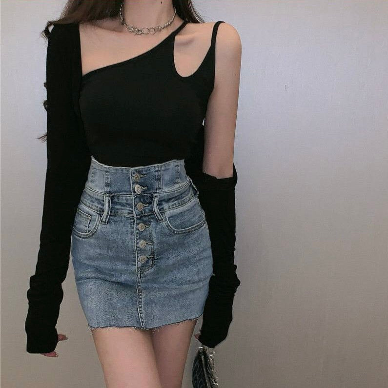 デニム ハイウエストスカート mry000118