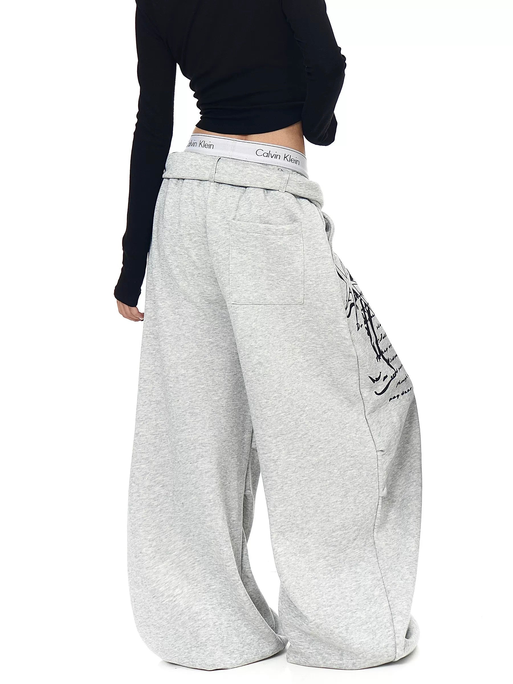 Cross Wrap Wide Sweat Pants mry002146