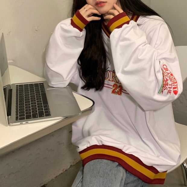 袖ストライプ オーバーサイズスウェット mry000239