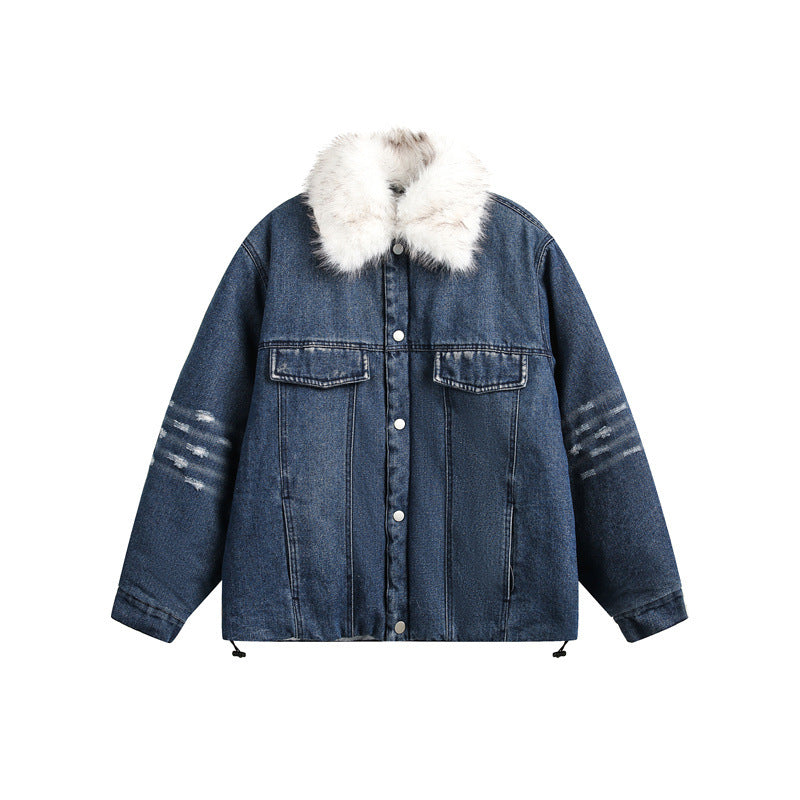 【2color】Faux Fur Collar Denim Jacket mry001824