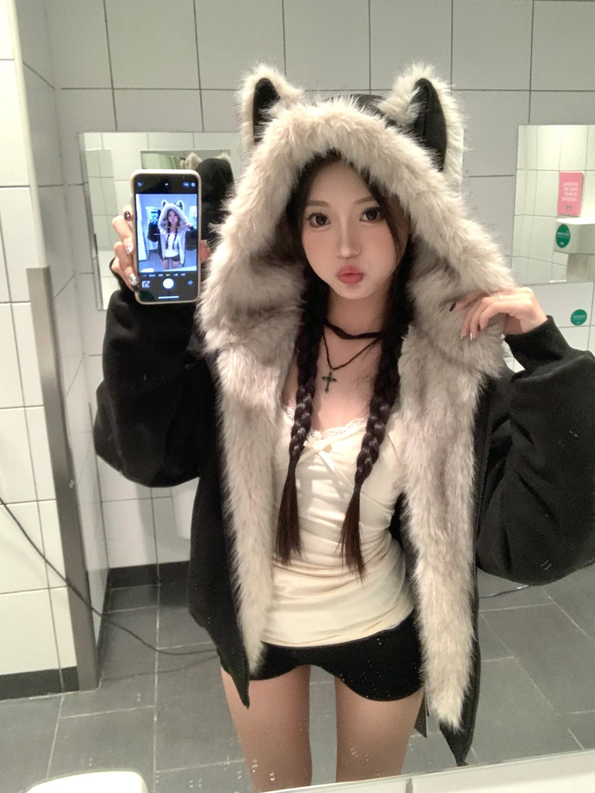 Faux Fur Hood Jacket mry002027