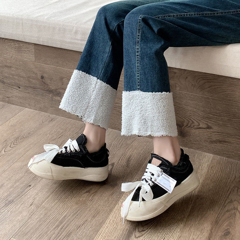 【送料無料】裾デザイン デニム 韓国カジュアル 韓国ガーリー 着回し パンツ シンプル ボトムス mry000557