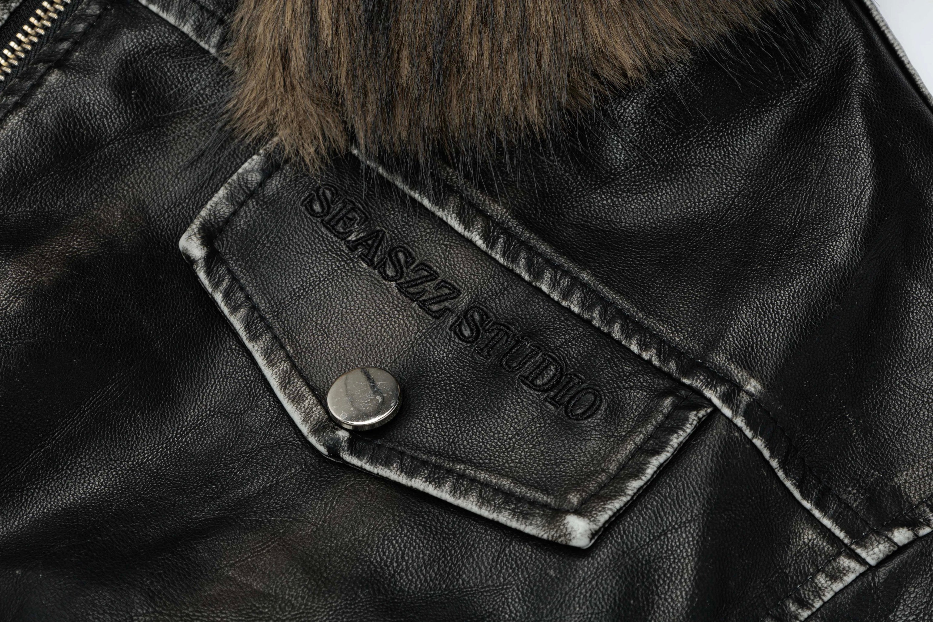 Cropped Leather Jacket mry002013